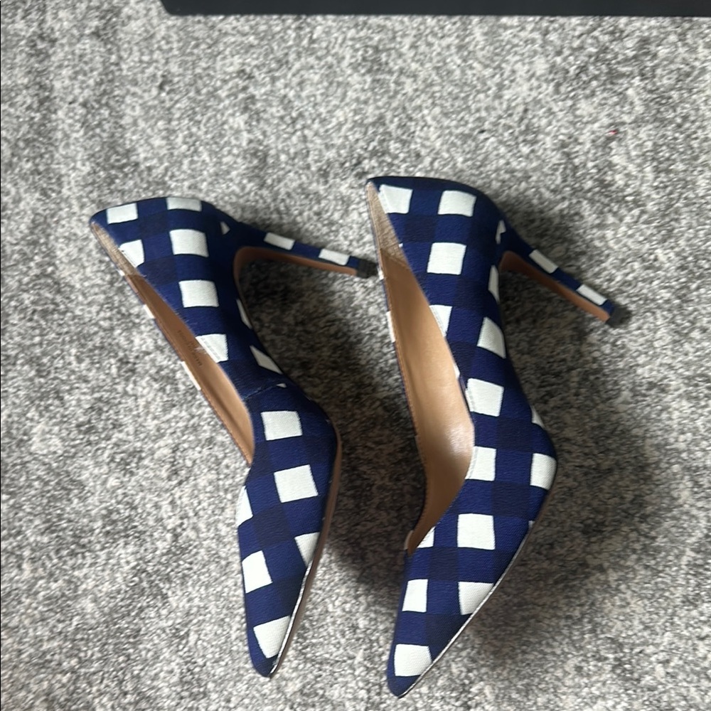 Navy and White Checkered Heels - Picture 3 of 4